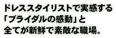 ドレススタイリストで実感する「ブライダルの感動」と全てが新鮮で素敵な職場。